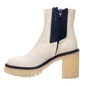 Free People Ivory Leather Gum Sole Platform Boots James Chelsea Bootie Women 6.5